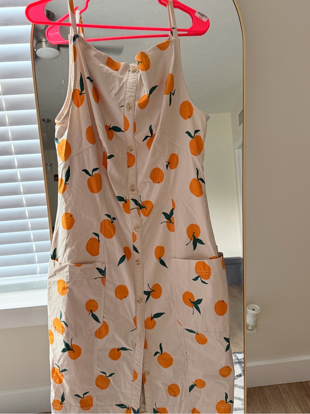 Anthropology Maeve the Colette Midi dress orange citrus fruit.